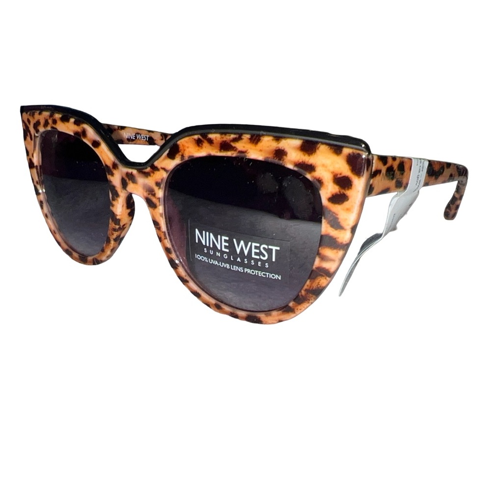 Nine West Leopard Plastic Cateye Sunglasses